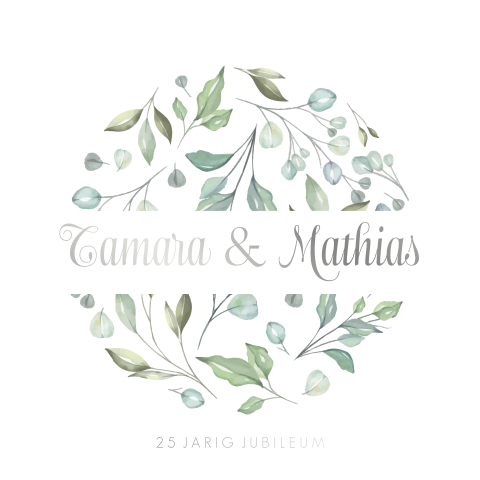 Jubileumkaart met watercolor tekening en zilverfolie voor 25 jaar